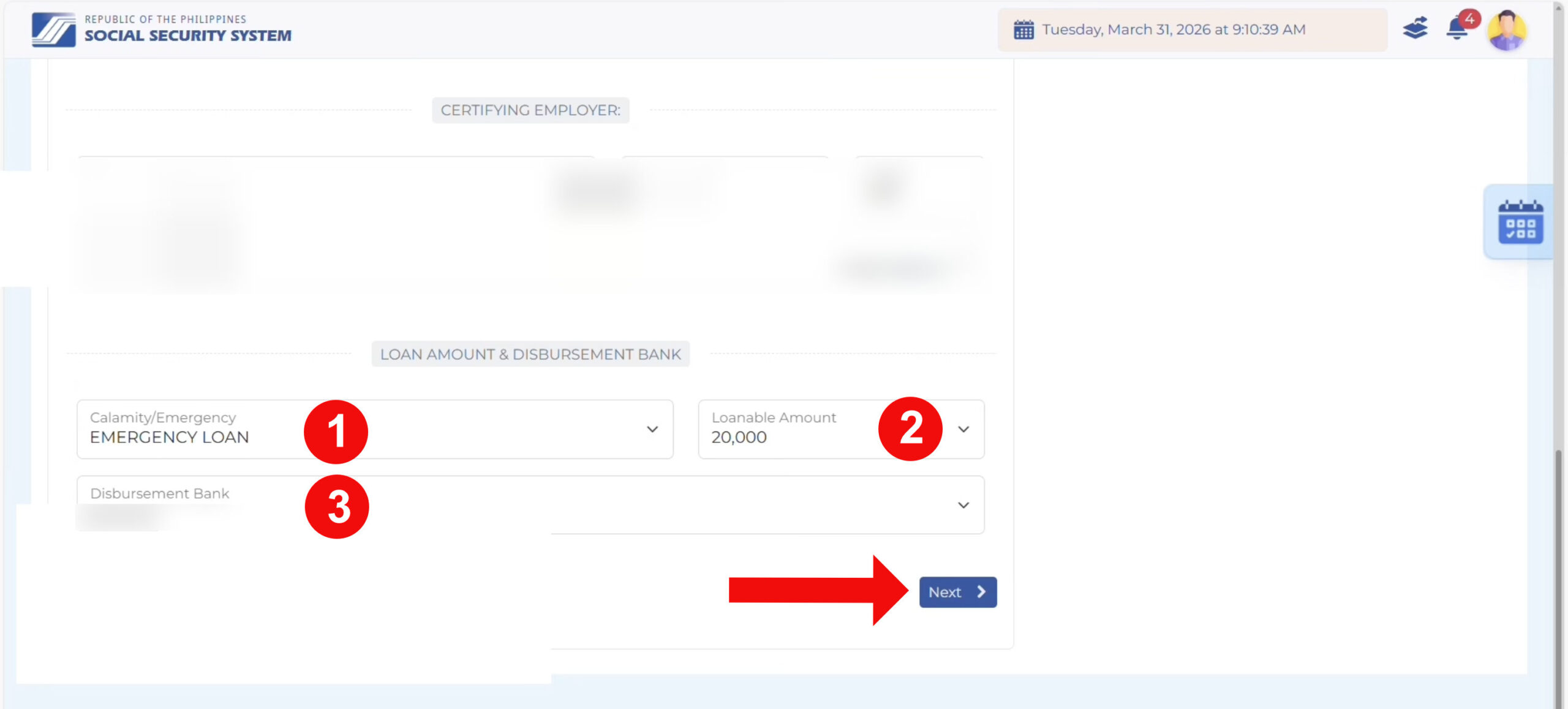 Loan amount and disbursement bank